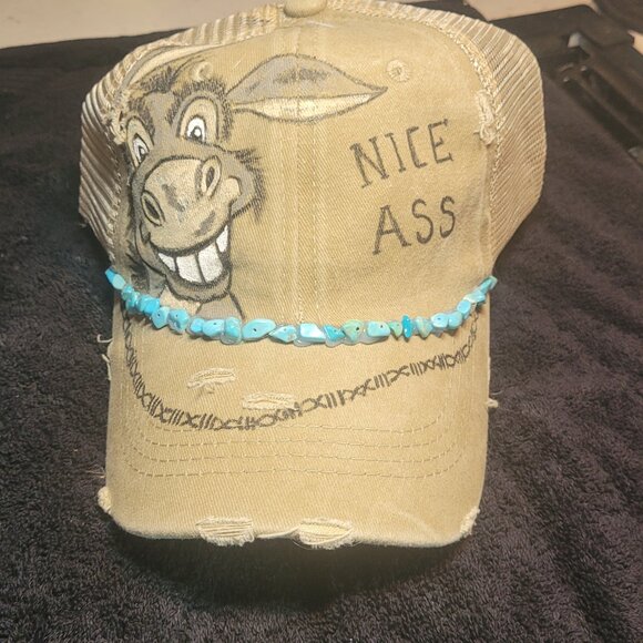Burned donkey baseball cap